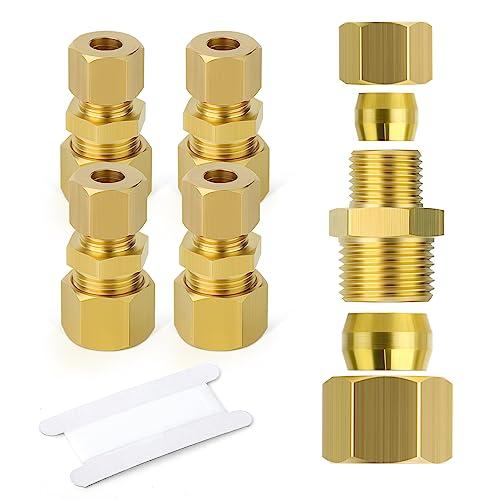 ERGAOBOY 5 pezzi 6mm OD x 8mm OD Ottone riducendo tubo d'ottone compressione Unione raccordo, Heay Duty raccordo di compressione in ottone