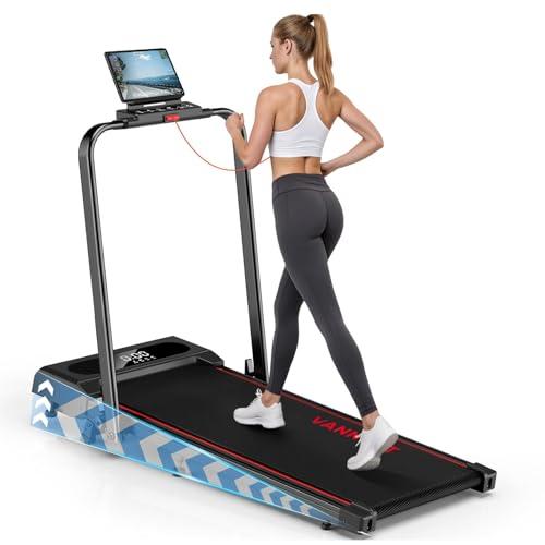 Tapis Roulant Pieghevole, VANNECT 5 IN 1 con Inclinazione, 1-12KM/H Walking Pad Elettrico, Telecomando e Display LED, APP, Portatile per Casa Tapis Roulant Salvaspazio Capacità 150kg