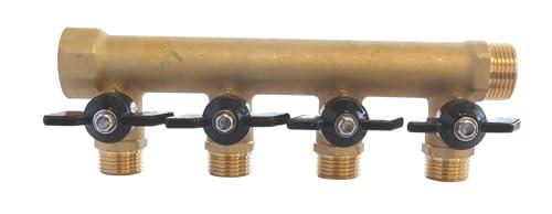 SOMATHERM FOR YOU - collettore in ottone con mini valvole integrate - 4 partenze Maschio 15/21-20/27 Female ingresso - uscita Buck 20/27