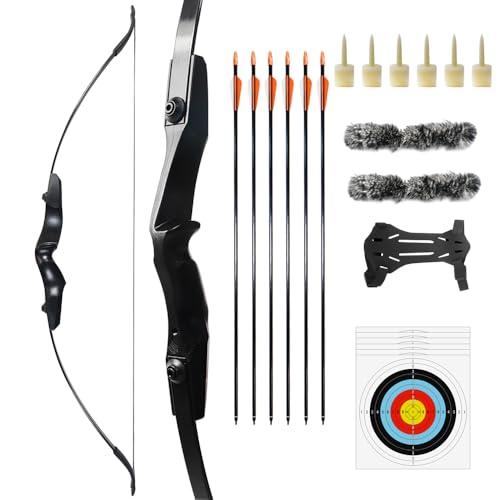 Clianle Arco e Arrow Recurve Set per Adulti, Principianti, Adolescenti, Arco da tiro con l'arco a Mano Destra per la pratica del bersaglio all'aperto, Competizioni di caccia e tiro con l'arco-30lb