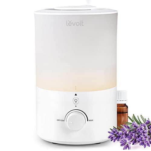 LEVOIT Umidificatore Ambiente, Top Fill, 3L/25H di Durata, 28dB Silenzioso, con Luce e Aromaterapia, Auto Spegnimento, Ugello a 360°, Facile Pulizia della Lavastoviglie, per Qualsiasi Camera