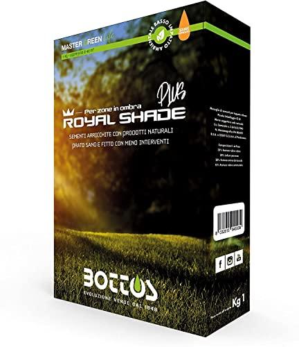 Bottos ROYAL SHADE PLUS, Semi Arricchiti per Tappeto Erboso, Sementi per Zone in Ombra, Prato Sano e Fitto con Meno Interventi, 1Kg