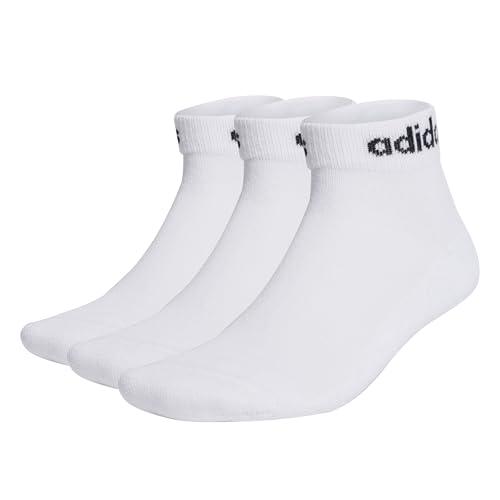 adidas Unisex - Adulto Linear Ankle Cushioned Socks 3 Pairs, White/Black, 45-48