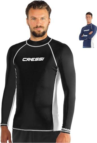 Cressi Rash Man, Guard Maniche Lunghe, Uomo, Maglia Protettiva in Speciale Tessuto Elastico, Protezione Solare UV (UPF) 50, Nero/Bianco, L/4 (52)