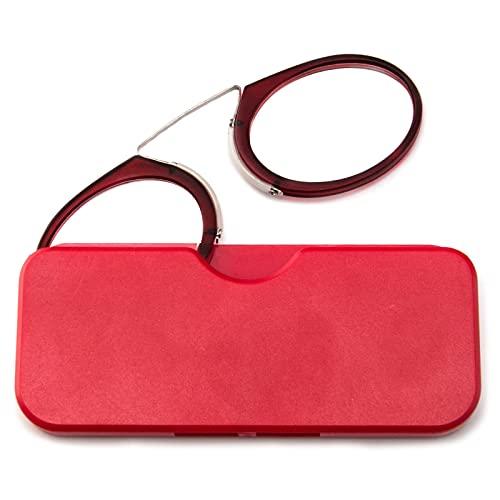 Kodilin Occhiali da Lettura 2.0 Mini Lettore di Naso a Clip per Uomini e Donne, Occhiali da Lettura Flessibili Portatili Antiscivolo Rosso