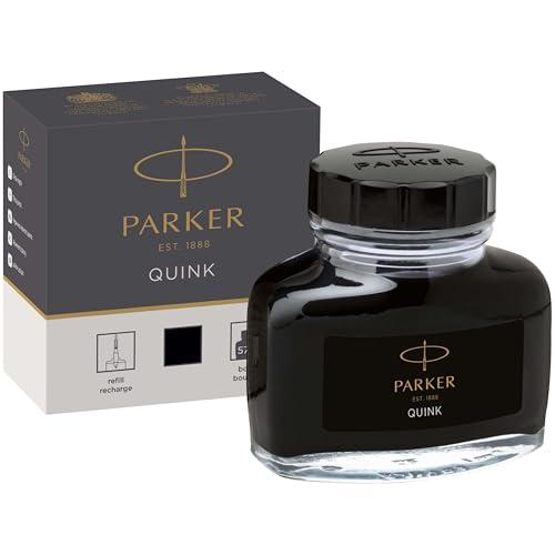 Parker flacone di inchiostro liquido Quink per penna stilografica, 57 ml, con confezione, nero