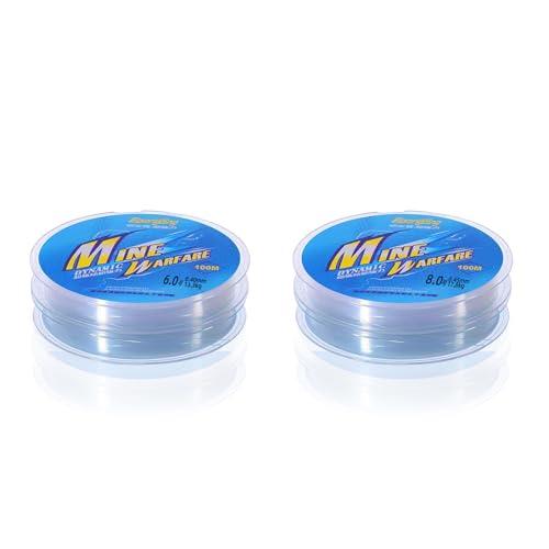 YOUZMY 2 Pezzi Linea Da Pesca 100M Nylon Trasparente Resistente Allo Strappo, Corda Extra Forte, Filo Di Nylon (6.0+8.0)