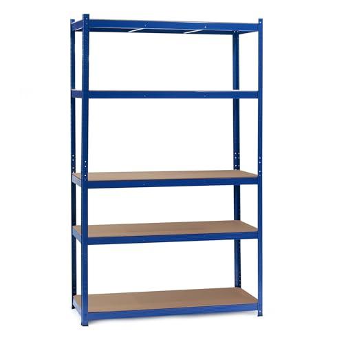 Wiltec Scaffale per carichi pesanti blu 120x50x204cm Scaffale a incastro 5 ripiani 200kg/piano