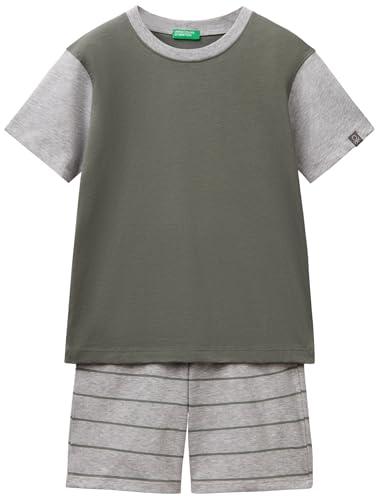 United Colors of Benetton Pig(T-Shirt+Short) 30960P08R Set di Pigiama, Verde, XL Bambino