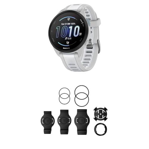Garmin Forerunner 165, Easy to Use Lightweight GPS Running Smartwatch, White & QuickFit Bicycle Mount