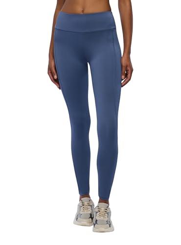 TERRANOVA Leggings Donna Lunghi a Vita Alta – Tinta Unita, vestibilità Aderente, Look Sportivo-Casual – Blu Polvere – M