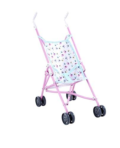 Simba Passeggino per bambole – Passeggino pieghevole per bambini dai 3 anni in su, giocattolo leggero da viaggio, con cintura di sicurezza e design elefante, pieghevole, altezza 55 cm