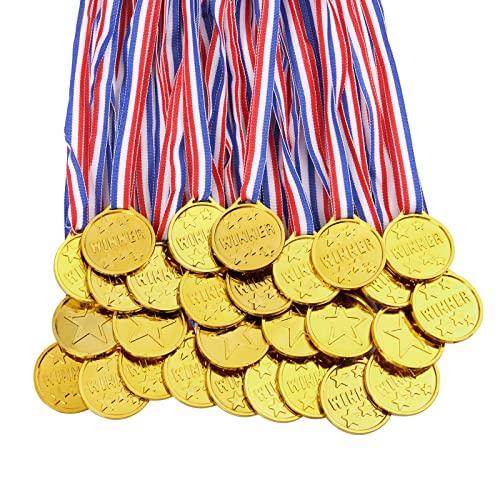 flintronic Medaglie per Bambini, 28 Pezzi Winner Medaglie Bambini, Bambini Medaglie di Plastica, con Nastri al Collo, Bomboniere per Bambini per Giochi per Feste di Giorno di Sport Scolastico