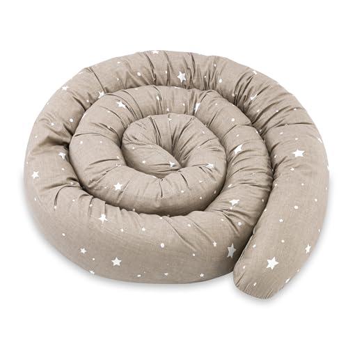 Totsy Baby Cuscino per dormire sul fianco, cuscino per il corpo del serpente 200 cm Cotone - cuscino per dormire lungo cuscino per collo cuscino per dormire sul lato Oeko-Tex Beige con stelle bianche