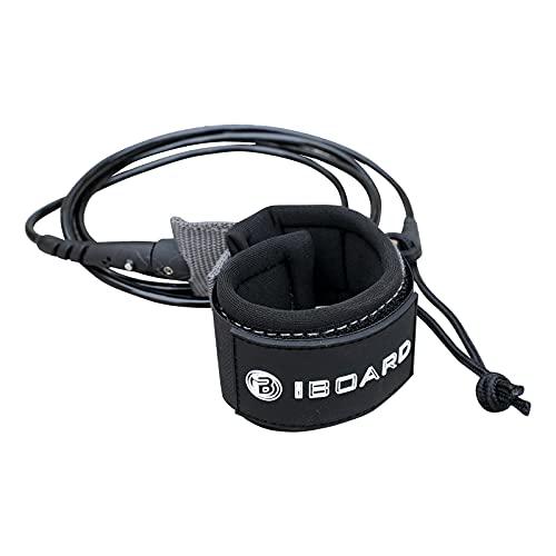iboard - Guinzaglio per tavola da surf, corda dritta singola per longboard, paddleboard, tavole da surf da 5 mm, colore: nero e blu
