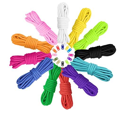 Corda da Paracadute, 12 Colore Paracord Kit Braccialetto, 10 ft Paracord Corda per Sopravvivenza Paracadute Tenda Cordini Portachiavi Guinzagli per Cani Fai Da Te da Intrecciare a Mano