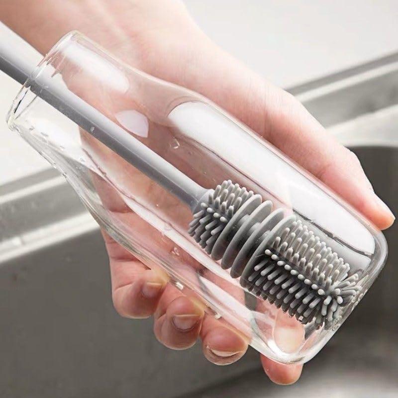 Spazzola per tazze e bottiglie in silicone con manico lungo - Raggiungi ogni angolo per una pulizia accurata!