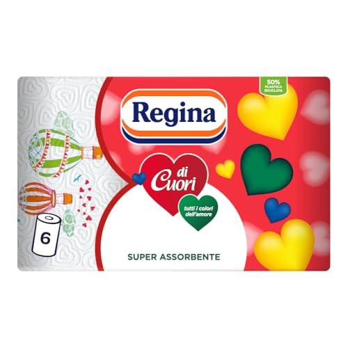 Regina di Cuori 6 Rotoli di Carta Cucina, 50 Fogli super Assorbenti a 2 veli