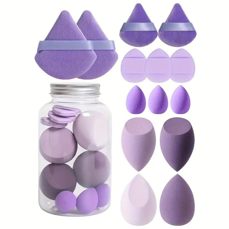Set di 12 spugnette multiuso per il trucco, include 3 spugnette per cipria, 3 mini soffi a cuscino d'aria, 3 BeautyBlender e 3 mini frullatori, rosa