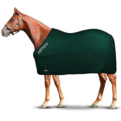 Horses, Coperta per Cavallo in Pile, Modello Basic, Morbida e Comoda, ideale per Trasporto e Dopo Lavoro, Verde 145 cm