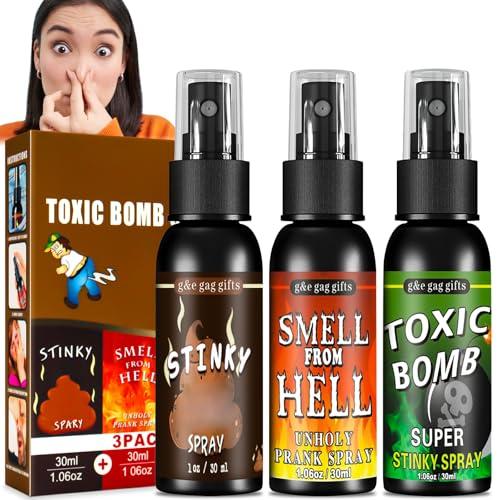 Fialette Puzzolenti Spray Puzzolente - Fart Spray 3 Pezzi, Scherzi di Halloween Carnevale Divertenti, Scorregge Finte Scherzi Divertenti, Strumento Esilarante per Bambini e Adulti, Giocattolo Diverten