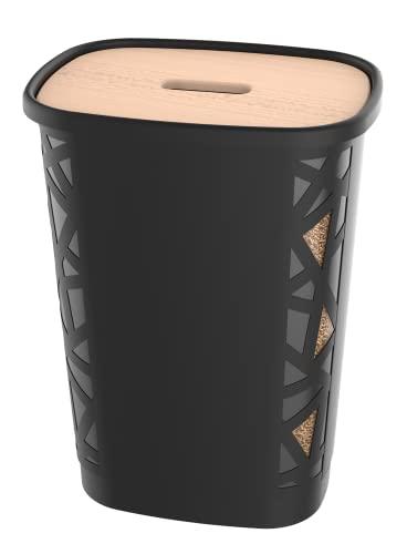 EDA - Baule per pellet Jura Montania XL con ruote 70 L - per 45 kg di pellets - nero, 010482 NO, 49,6 x 37,9 x 66,4 cm