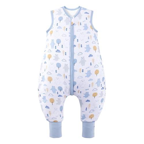 ToyaTec Sacco nanna con piedi, 2,5 Tog, super morbido, realizzato in rayon di bambù, per bambini, in fibra di bambù, per l'inverno, per l'autunno e l'inverno (orsi, 100cm (3-5 Jahre))