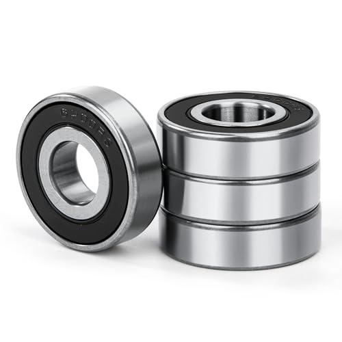 4 Pezzi 6200-2RS Cuscinetti a sfera 10x30x9mm Doppia Guarnizione in Gomma e Acciaio Cromato e Pre-lubrificati, 6200RS Cuscinetto a Sfere a Gola Profonda per DIY Macchine