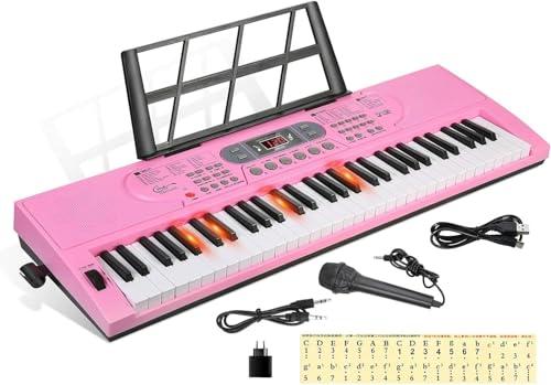 Hricane Tastiera digitale a 61 tasti (Rosa, Principianti Adulti Bambini)