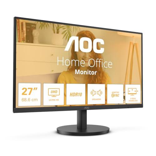 AOC U27B3A - Monitor UHD da 27 pollici, altoparlanti, HDR10 3840x2160, 60 Hertz, HDMI 2.0, DisplayPort 1.4 nero, 27 pollice 4K IPS, 60 Hz
