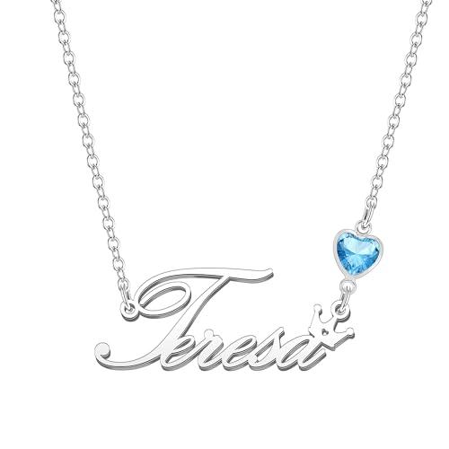Kraven Collane Donna con Nome Daino Pietra di Nascita Blu Ciondolo con Nome Iniziale Personalizzate inciso su Misura Regali di Natale per Donne Ragazze Adolescenti Figlia