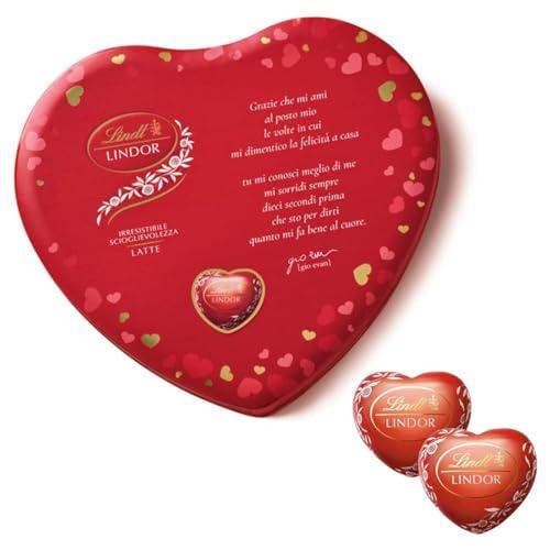 Lindt San Valentino Latta Regalo a forma di cuore con cioccolatini Lindor al Latte Gio Evan, Formato 250 g