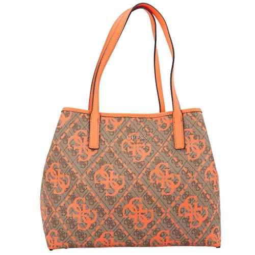 GUESS Vikky Tote, Borsa Donna, Latte Logo/Orange, Unica