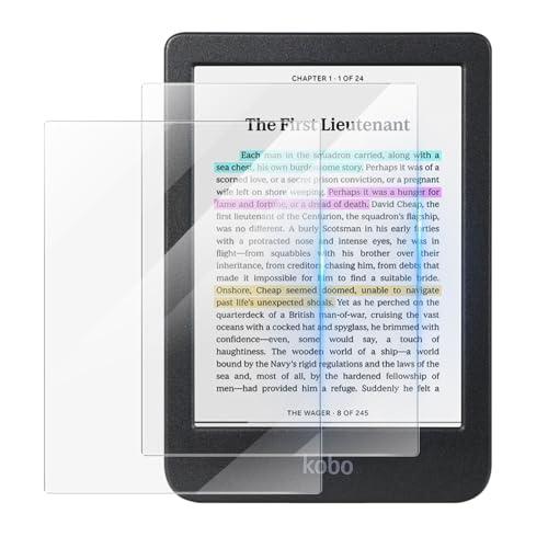 MoKo 2 Pezzi Pellicole Vetro Temperato per 6 Pollici Kobo Clara Color & Clara BW 2024, Pellicola Protettiva in Durezza 9H Anti-Graffio, HD Trasparente, Senza Bolle per Basic 11ª Gen E-reader 2024