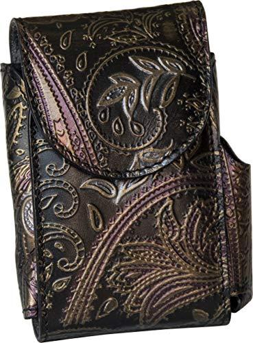 Porta Pacchetto di Sigarette con porta accendino in Vera Pelle Conciata in Toscana - Etabeta Artigiano Toscano - Made in Italy (flower power)