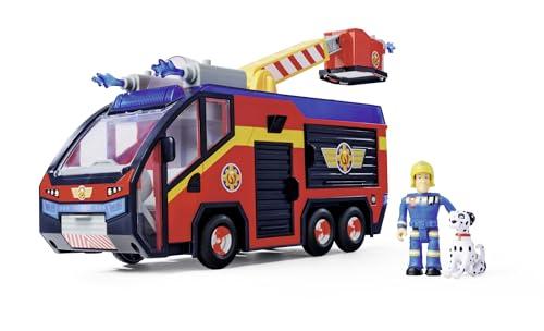 Simba 109252595 Jupiter, vigile del fuoco, figura Sam e Radar, effetti luminosi, sirena, scaletta girevole, frecce d'acqua, piattaforma per quad, 32 cm, accessori, a partire dai 3 anni in su