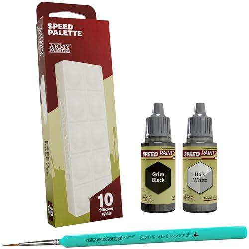The Army Painter, Speed Palette Bundle, Speed Palette, DipIt Brush, Grim Black & Holy White