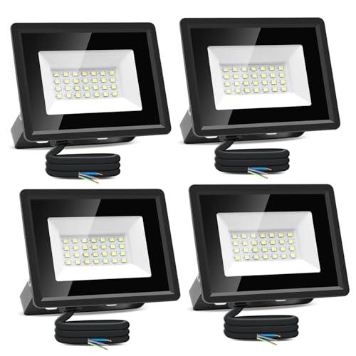 Aigostar Faretto LED da Esterno 20W 1650LM, Faretti LED Esterno Impermeabile IP65, Faretto LED Esterno 28 LED 6500K Bianca Fredda, Faro led Esterno per Giardino, Cortile, Garage, Pareti, 4 pcs