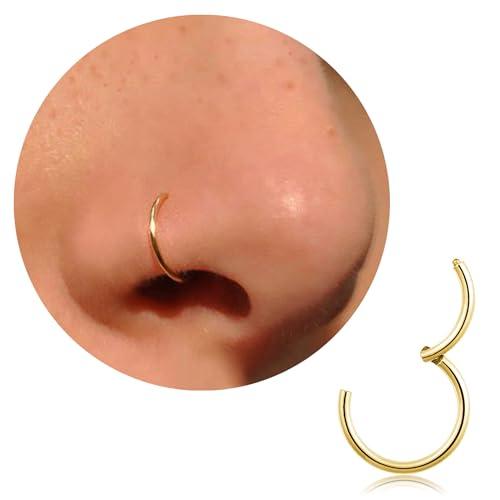 Anellini per naso in titanio 20G, 18G, 16G, orecchini per uomo e donna, piercing per setto, trago, padiglione auricolare, elice, daith, labbra - 6 mm/7 mm/8 mm/9 mm/10 mm - Dorato, argentato, 6mm