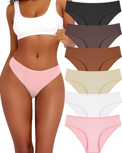 BeReady Confezione da 6 Mutande da Donna in Cotone Elasticizzato Slips Cotone Hipster comode Biancheria Intima Cotone Intimo Traspirante Slip da Donna Confezione Multipla S-XL,A-6er，M