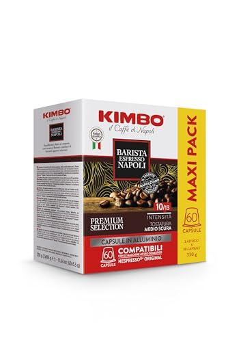 Kimbo, Barista Espresso Napoli, 60 Capsule Caffè in Alluminio Compatibili Nespresso®* Original®*, Miscela Corposa, Intensità 10/13, Tostatura Medio-Scura, 2 Pack da 30 Capsule