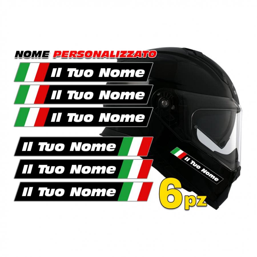 Adesivi per Casco Adesivo Kit 6 Nome Cognome Personalizzato Moto Scooter Bici Quad Kart