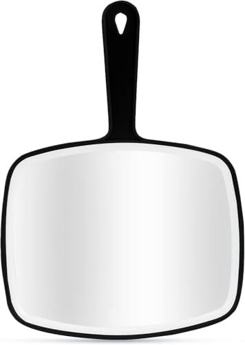 DVHOK Specchio a mano, 26.4 x 18.8 cm Specchio Trucco Portatile con Manico, Appendibile, per Radersi o Applicare il Trucco, Nero