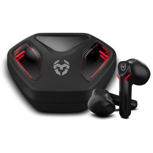 KROM KALL - Cuffie gaming stereo in-ear, Microfono integrato, Bluetooth 5.3 Latenza Zero, Push to Talk, 12 ore di autonomia, Custodia di ricarica, Cavo USB Type-C incluso, Nero