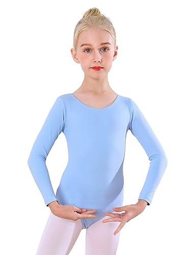 Bezioner Body Danza Classica Bambina Body Ginnastica Artistica Bambina Ballet Leotard Manica Lunga per 3-12 Anni Blu 110
