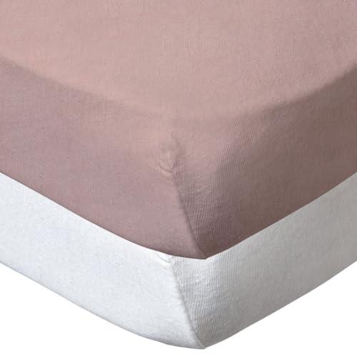 babyCalin - Set 2 lenzuola con angoli Bianco/rosa 70x140x17 cm