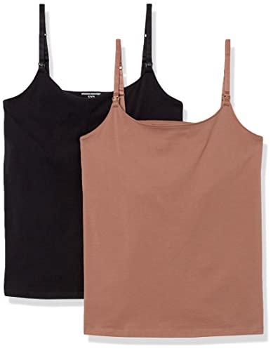 Amazon Essentials Canottiera premaman per allattamento da donna, confezione da 2, nero/marrone, L