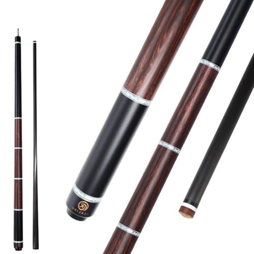 KHEALING Stecca da biliardo, in fibra di carbonio 1/2, testa in pelle di maiale + PVC bianco + ghiera in bachelite nera, 147 cm, fatta a mano, dritta, adatta per giochi con la palla/otto e nove