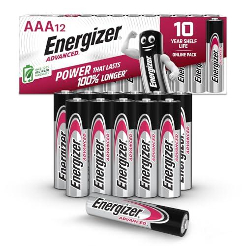 Pilas Energizer Advanced AAA 1,5V Alcalinas, Paquete de 12 Unidades, Larga Duración, Premium Doble A para Uso Diario y Dispositivos de Alta Energía