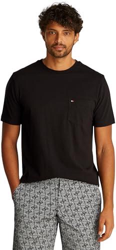 Tommy Hilfiger Uomo T-Shirt Maniche Corte Essential con Taschino sul Petto, Nero (Black), L